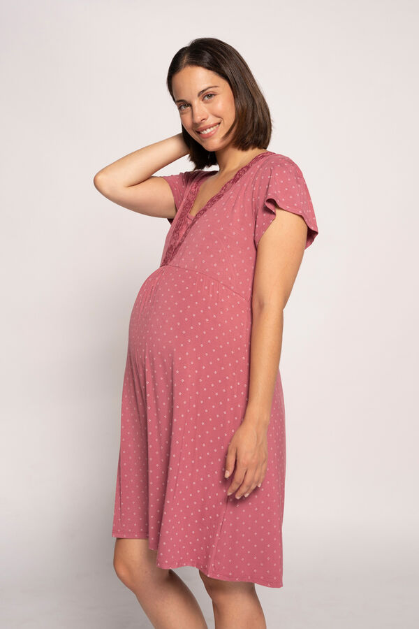 Ohma! Nursing nightgown with tie print Print