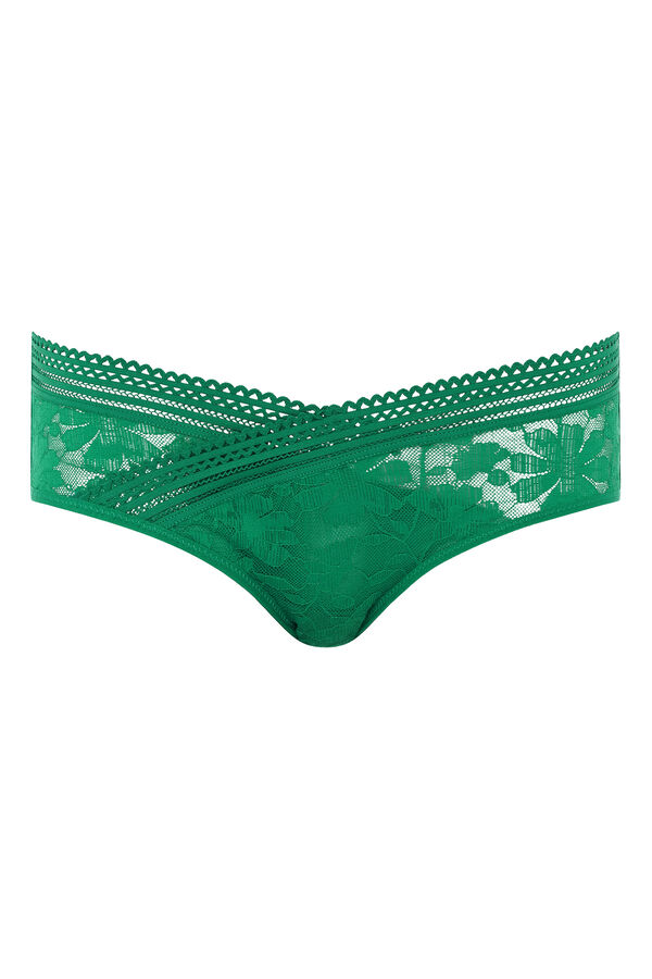 Womensecret Marta boyshort panty with floral lace and tulle  vert