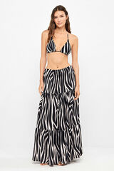 Gisela Long zebra animal print skirt white