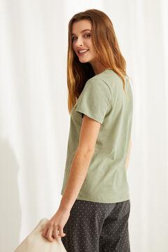 Womensecret Green cotton Henley t-shirt printed