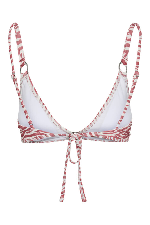 Womensecret Top de bikini estampado con detalle aro en el escote burgundy
