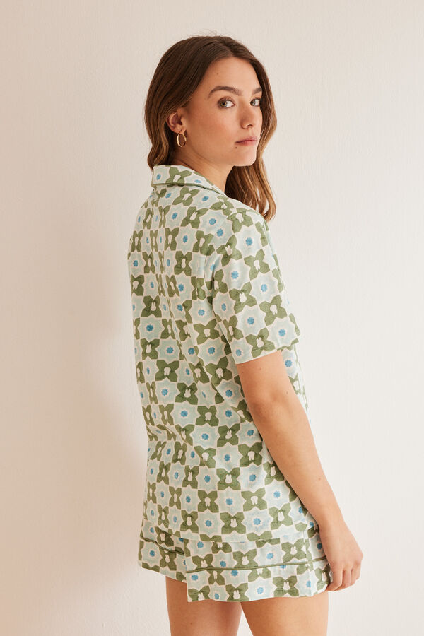 Womensecret Miffy-mintás, inges pizsama 100% pamutból zöld