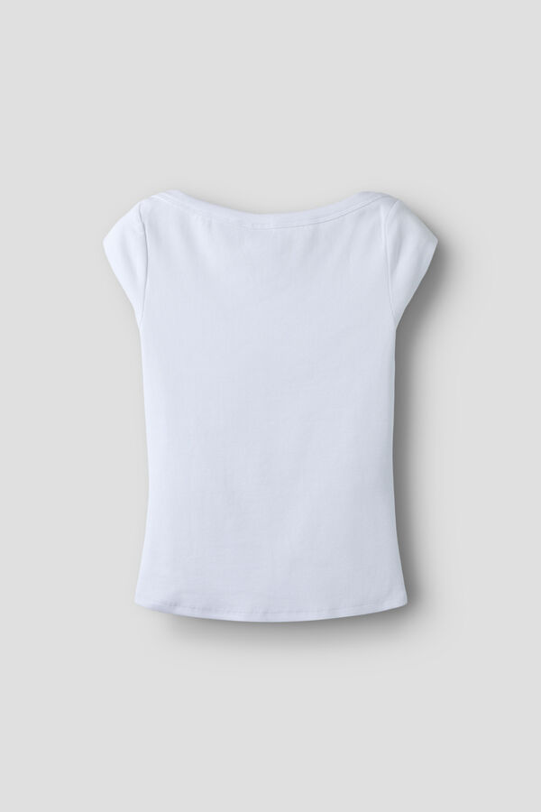 Lmtd Camiseta manga corta canal&eacute; el&aacute;stico blanco