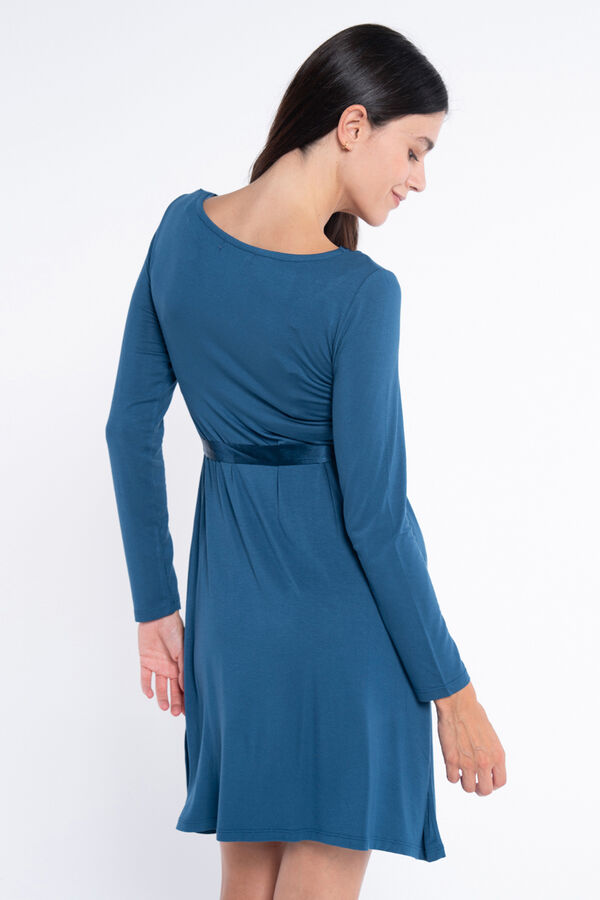 Ohma! Breastfeeding nightgown with satin ribbon blue