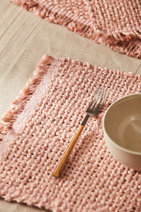 Mantel individual de yute trenzado rosa Arena, Textiles de cocina