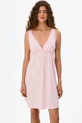 Penti Camisa de dormir rosa com estampado leopardo e renda rosa