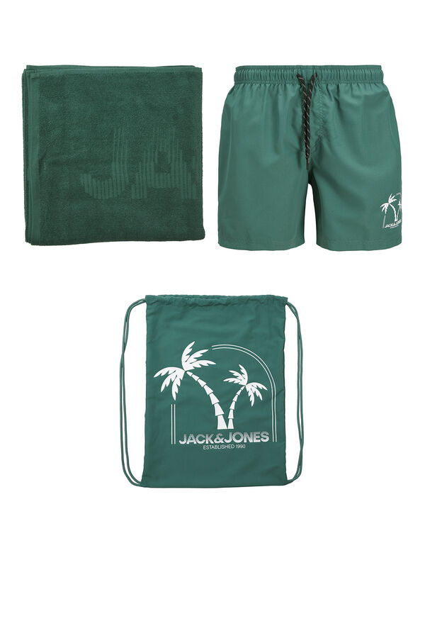 Jack & Jones Pack playa ba&ntilde;ador y toalla turquesa