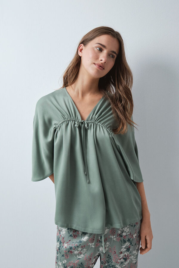 Women'secret Pyjama capri nuisette vert beige