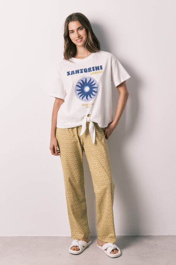 Women'secret Pyjama long en coton Santorini beige