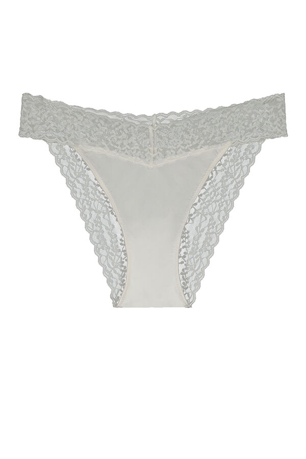 Womensecret White microfibre and lace panty beige