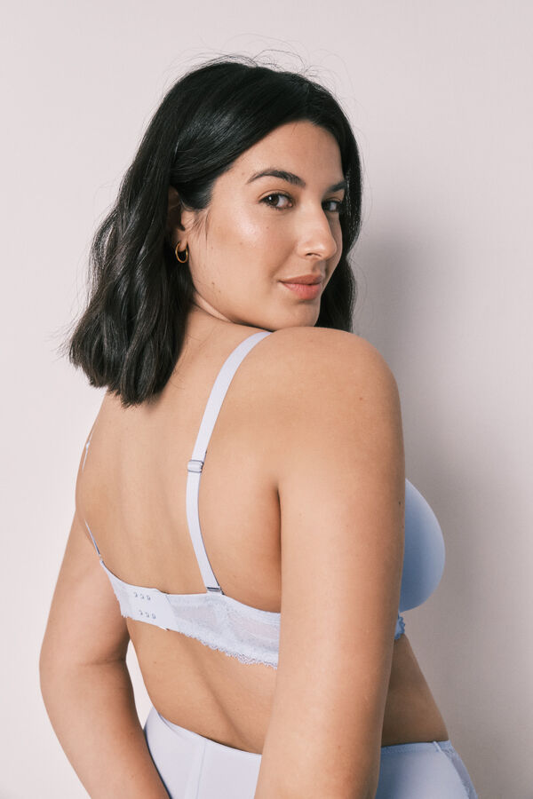 Women'secret Sujetador cl&aacute;sico microfibra y encaje azul BEAUTIFUL azul