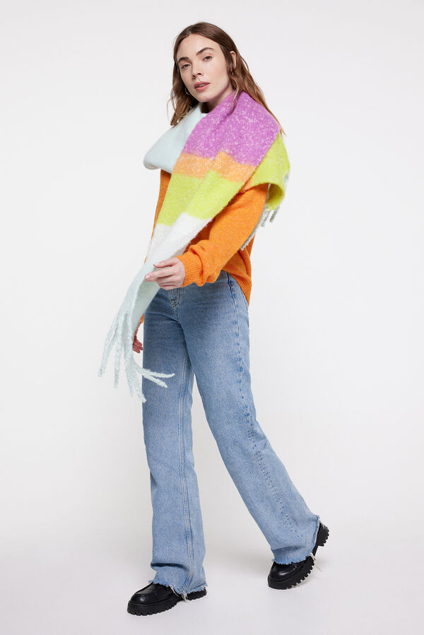 Pieces Long fringed scarf green