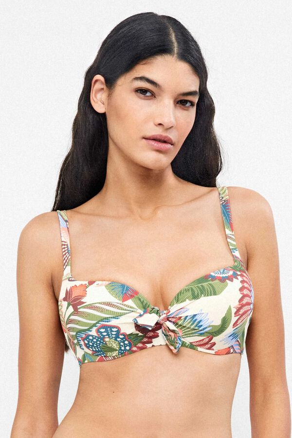 Gisela Top bikini capacidad print tropical blanco