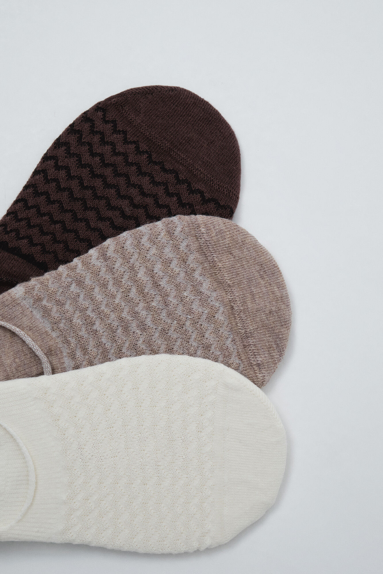 Women'secret Brown 3-pack textured no-show socks