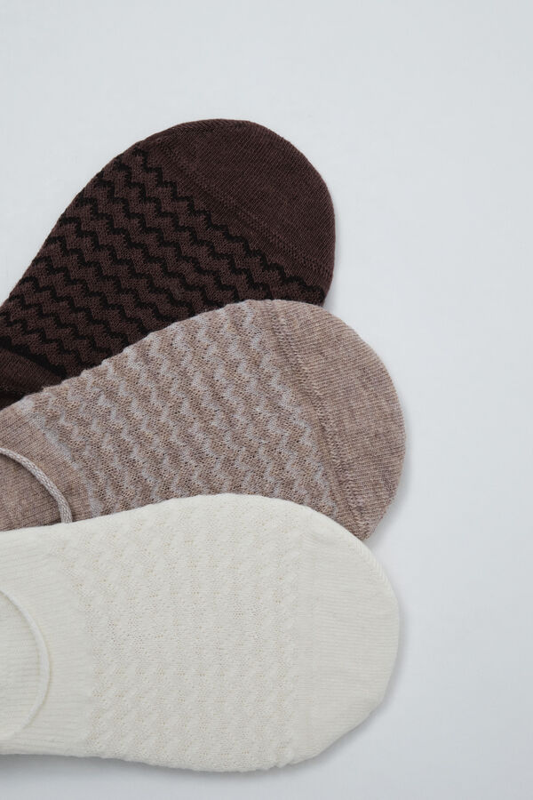 Women'secret Brown 3-pack textured no-show socks nude