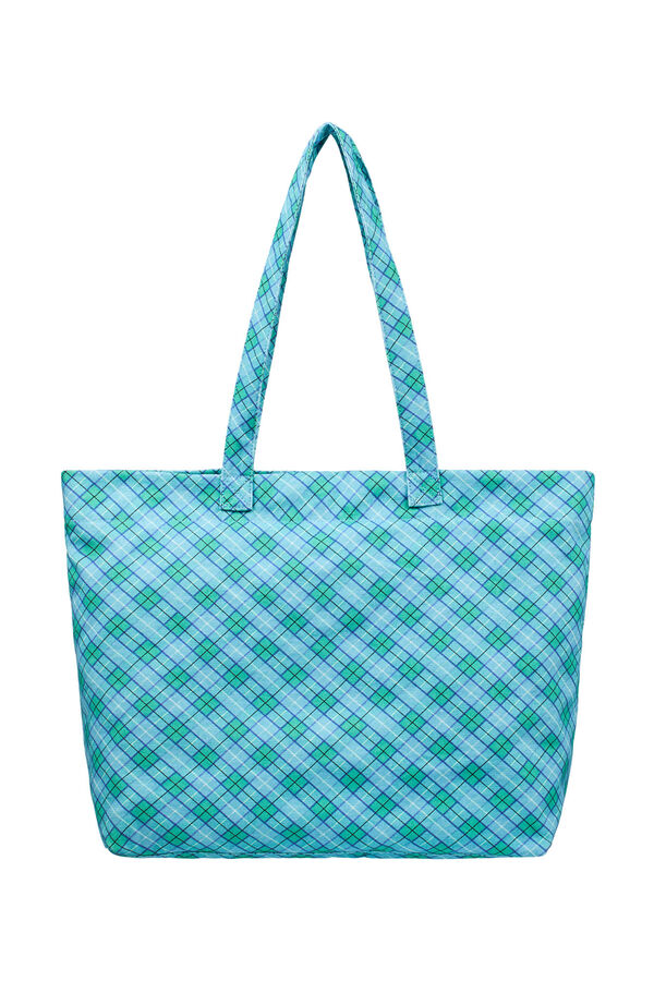 Roxy Bolsa tela grande cuadros verde