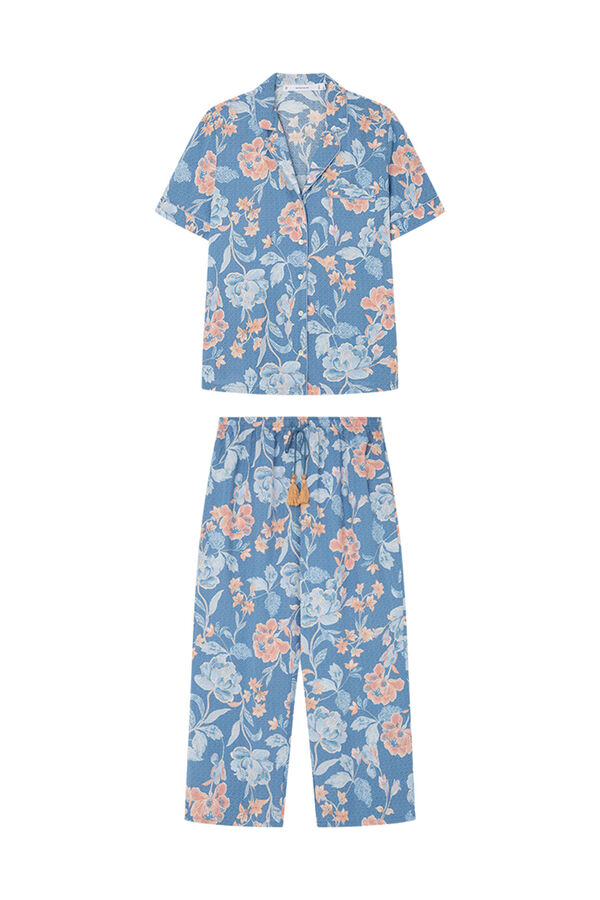 Womensecret Pijama camisero Capri flores azul estampado