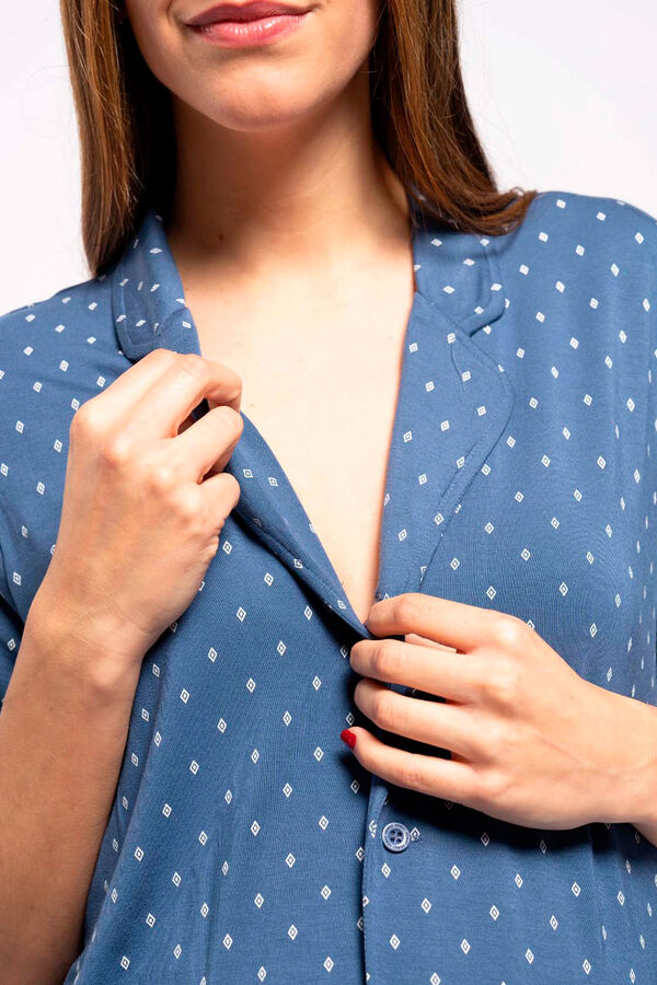 Womensecret Pack pijama suit de amamentação com estampado de gravatas azul