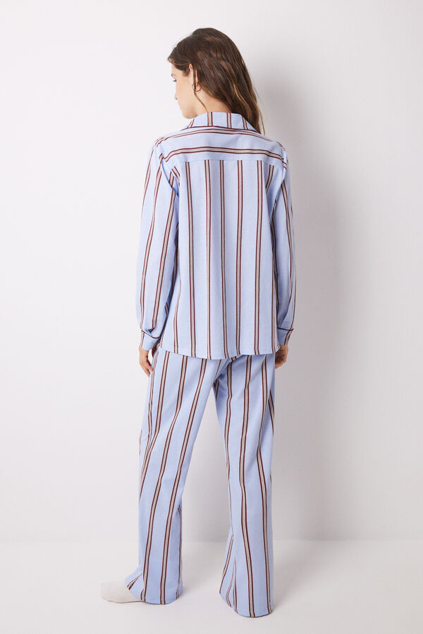 Womensecret Long shirt pajamas 100% cotton striped blue