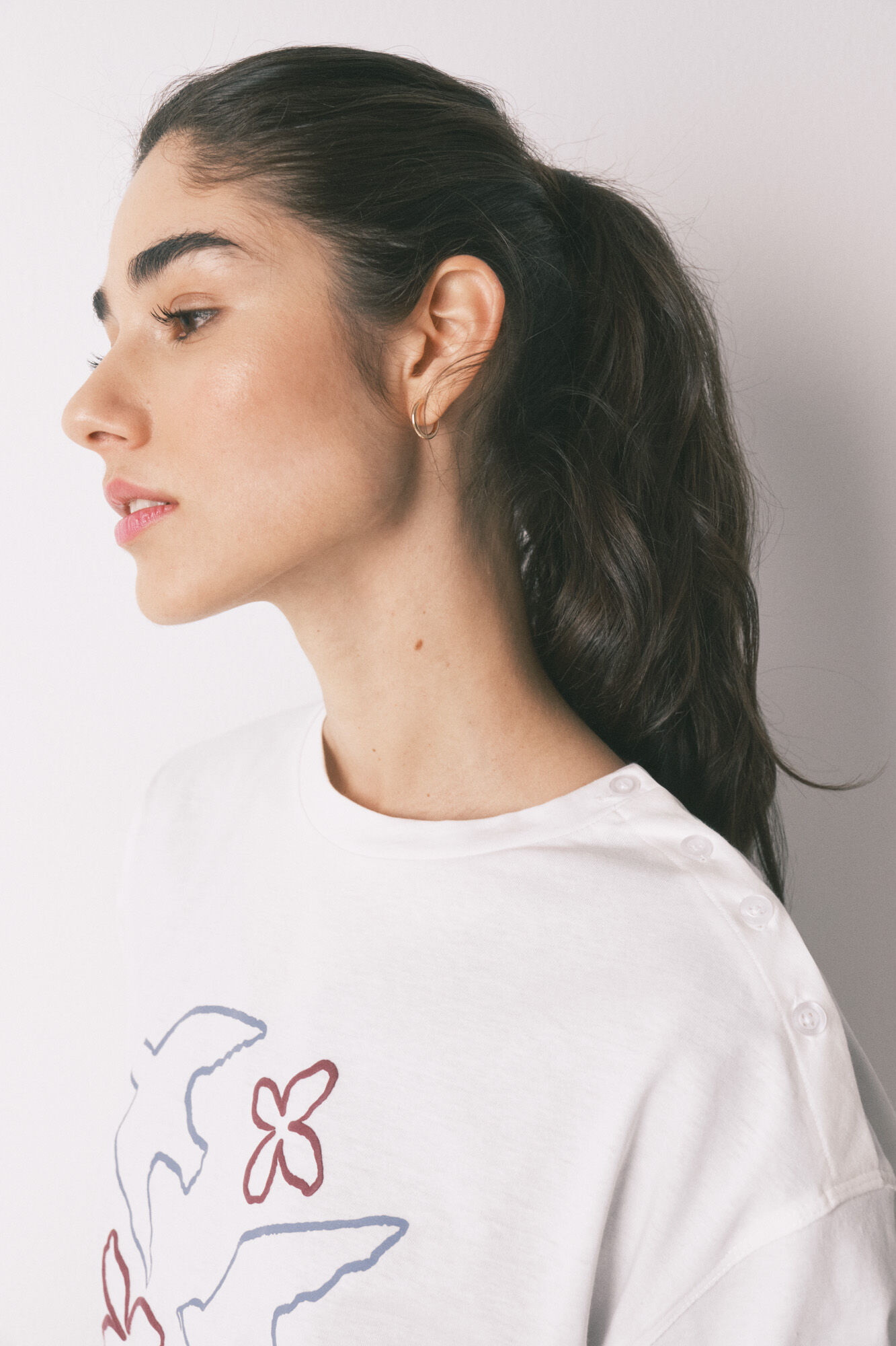 Women'secret White 100% cotton 3/4 sleeve T-shirt