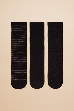 Womensecret 3-pack black cotton and lurex socks black