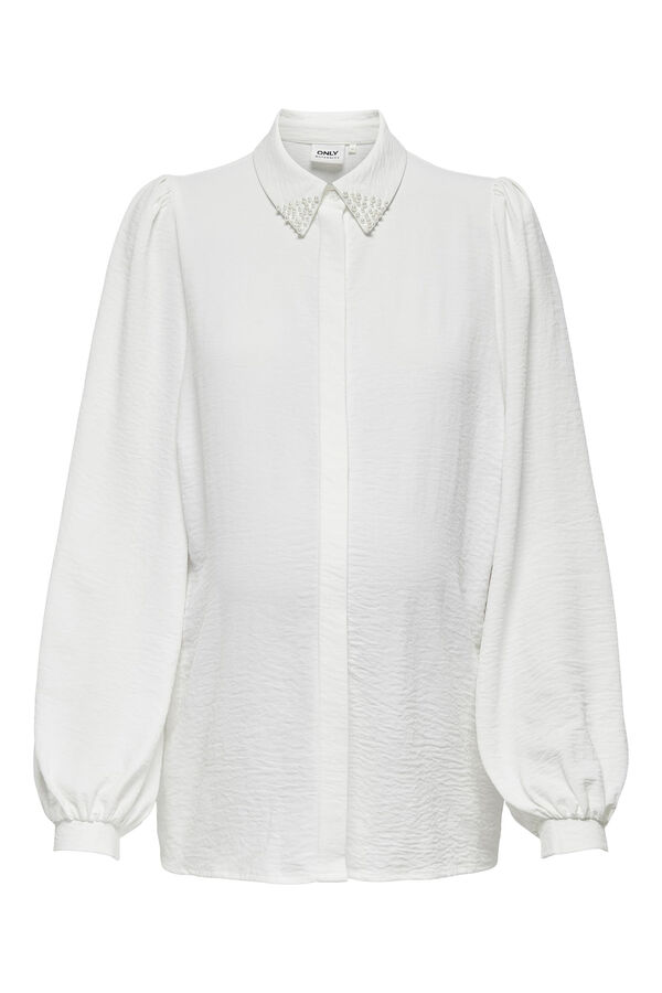 Womensecret Long sleeve maternity shirt with pearls blanc