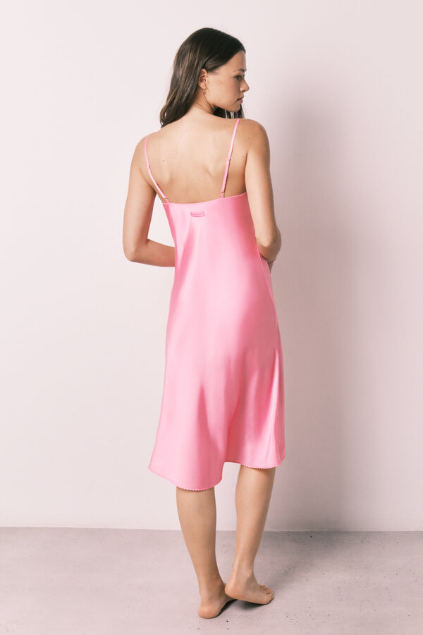 Women'secret Nuisette midi &agrave; bretelles en satin rose rose