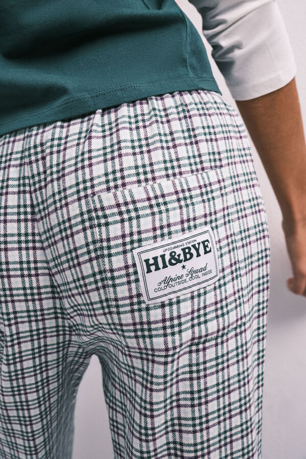 HI&BYE Green cotton plaid long pyjamas green