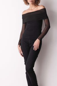 Cotonella Camiseta com gola drapeada e manga comprida