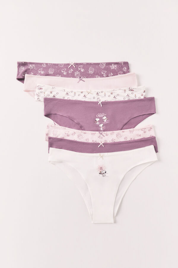 Women'secret 7-pack cotton printed Brazilian panty Snoopy printed