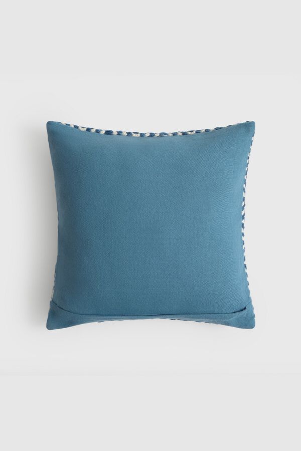 Textura Embroidered geometric design cushion case blue