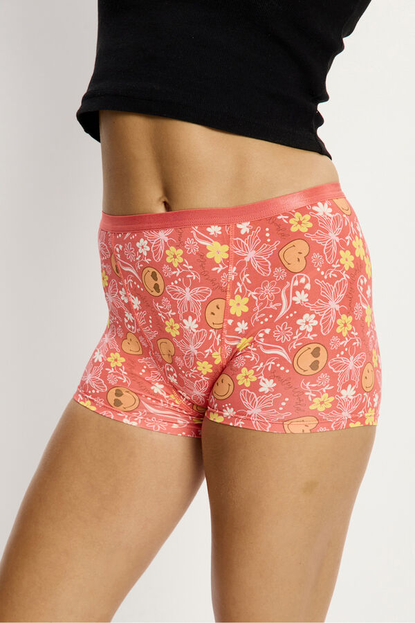 Modibodi SmileyWorld&reg; Bamboo Menstrual Shorts Moderate Flow Coral Print