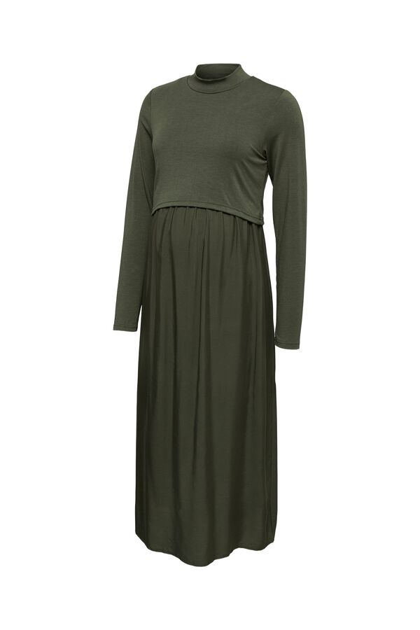 Mamalicious Fluid long maternity and breastfeeding dress green