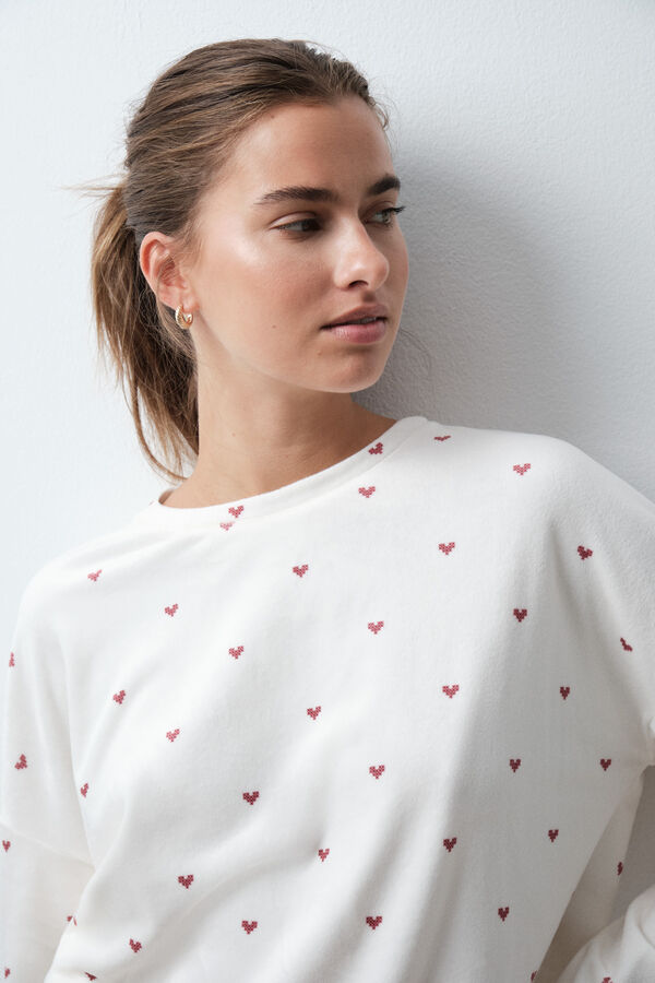 Women'secret Heart print long pyjamas white