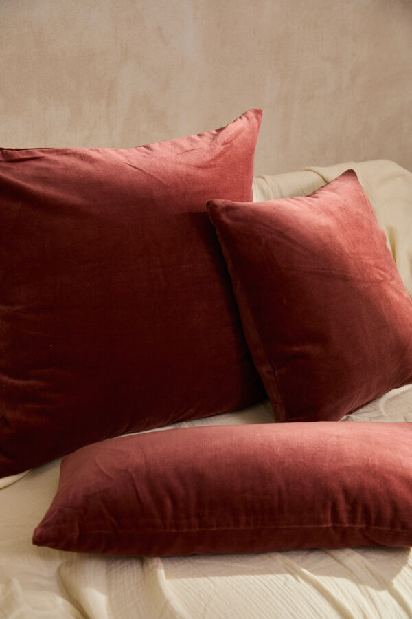 Calma House Funda de coj&iacute;n cuadrada de terciopelo en tono tierra Velour naranja