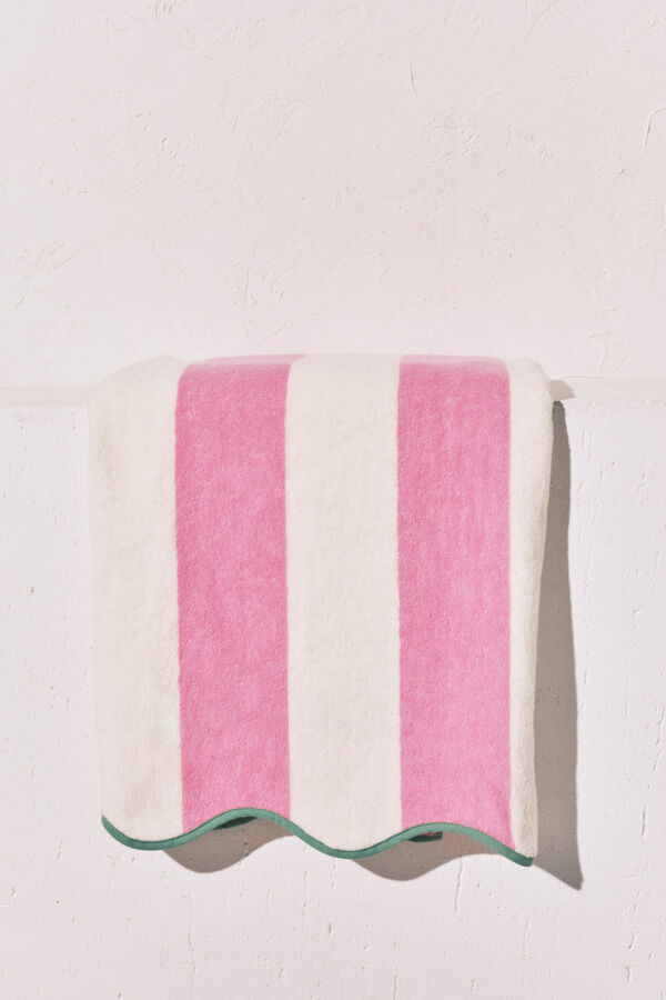 Women'secret Serviette &agrave; rayures en 100% coton rose