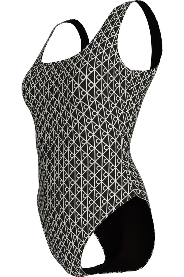 Calvin Klein Printed backless swimsuit grey