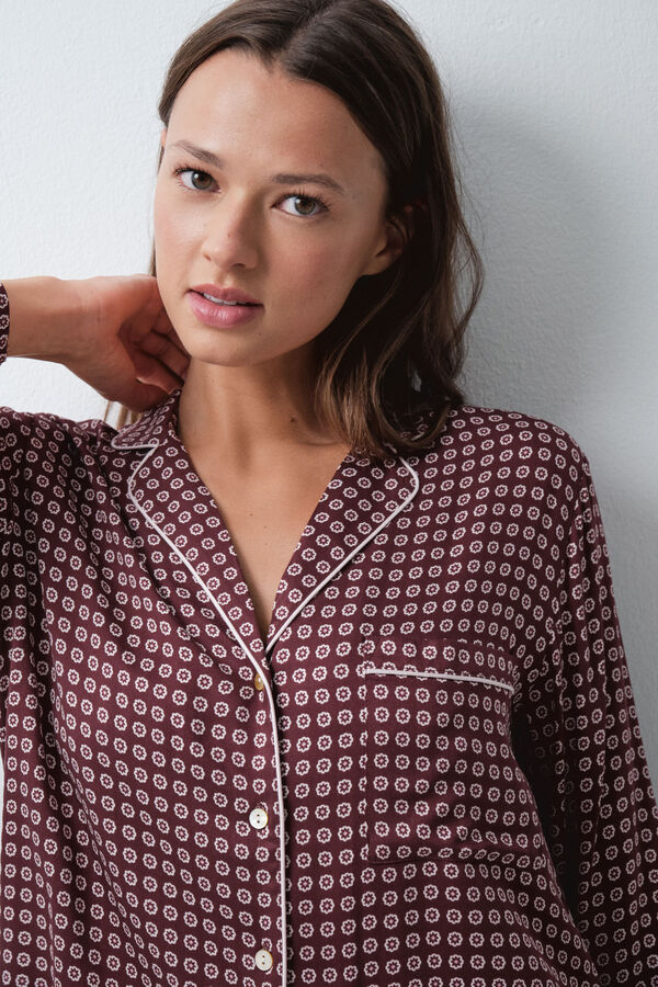 Women'secret Burgundy classic long pyjamas red
