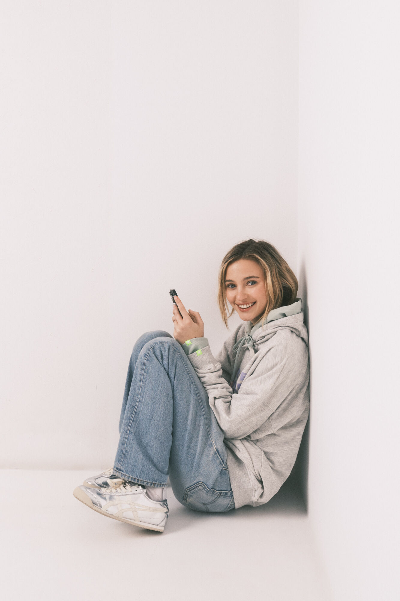 HI&BYE Grey cotton fleece hooded sweatshirt