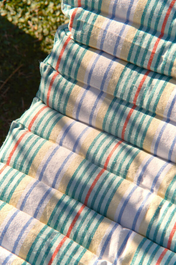 Calma House Turquoise striped recycled cotton hammock cushion Haiti 60x175x2 blue