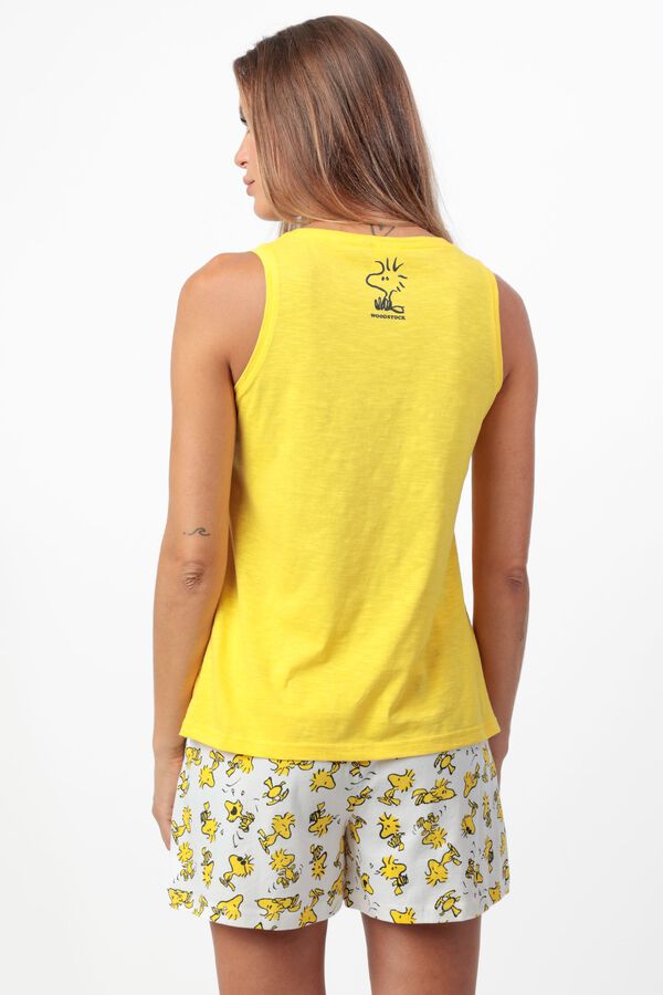 Admas Pijama corto tirantes Snoopy Woodstock amarillo