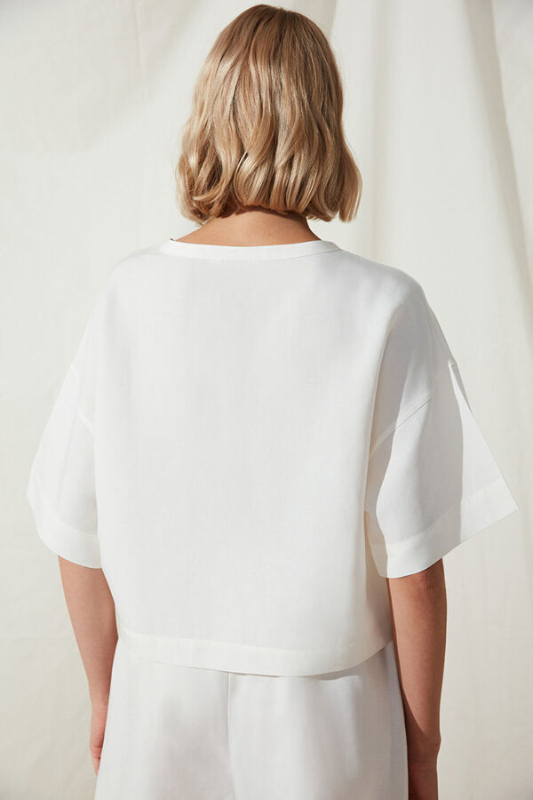Womensecret White short pyjamas linen buttons blanc