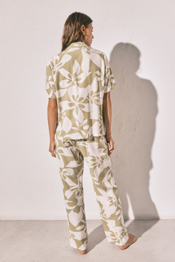 Women'secret Floral classic long pyjamas green