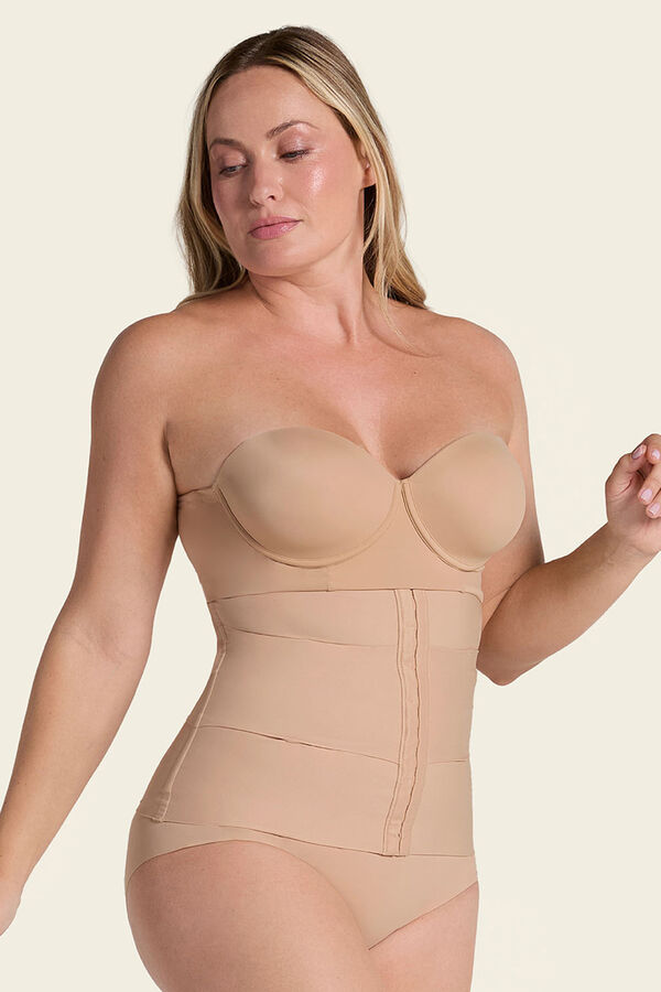 Leonisa Faja cinturilla de control moderado con bandas anat&oacute;micas beige
