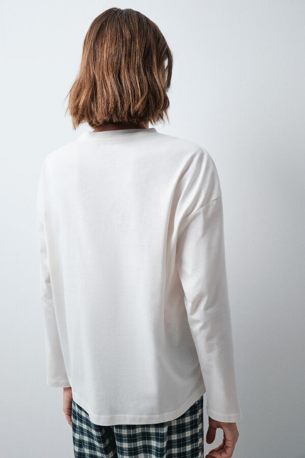 Women'secret White cotton long sleeve T-shirt beige