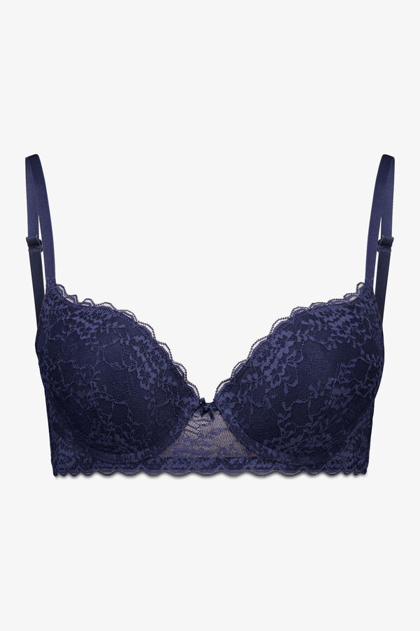 Women'secret GORGEOUS dark blue lace push-up bra blue