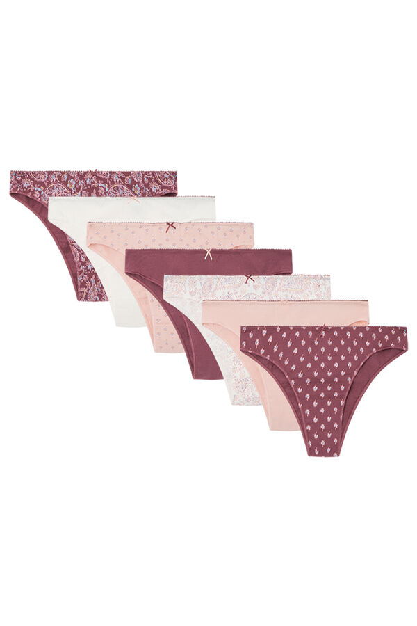 Womensecret 7-pack boho cotton Brazilian panties pink