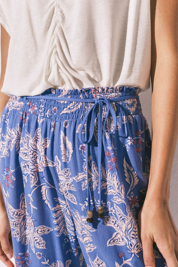 Women'secret Pantaloni Capri cu imprimeu albastru printed