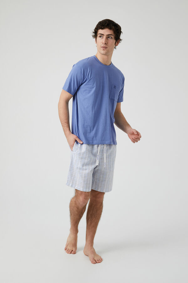 Kiff-Kiff Conjunto de pijama corto cuadros azul