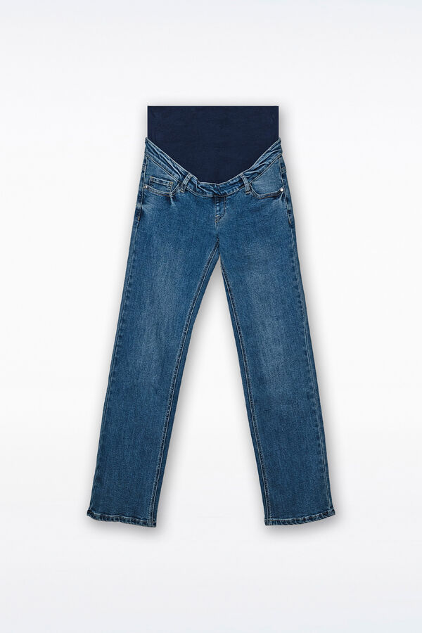 Ohma! Vaqueros campana de maternidad azul